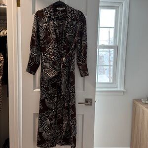 Zara Chocolate and Cream Patterned Dress
